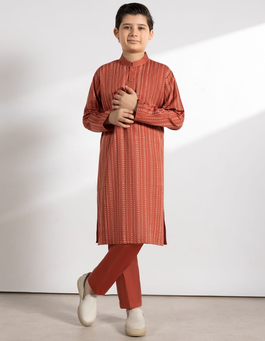 TANGERINE BLENDED KURTA TROUSERS