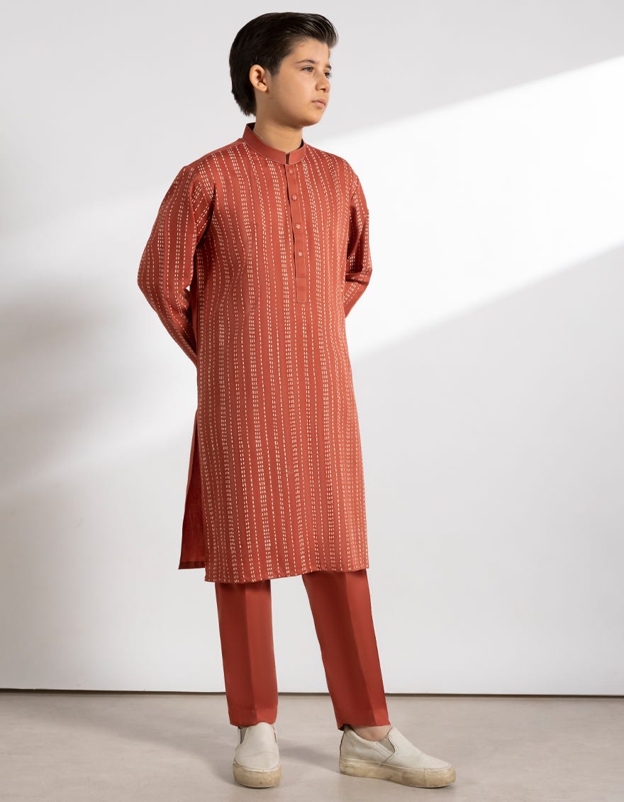 TANGERINE BLENDED KURTA TROUSERS
