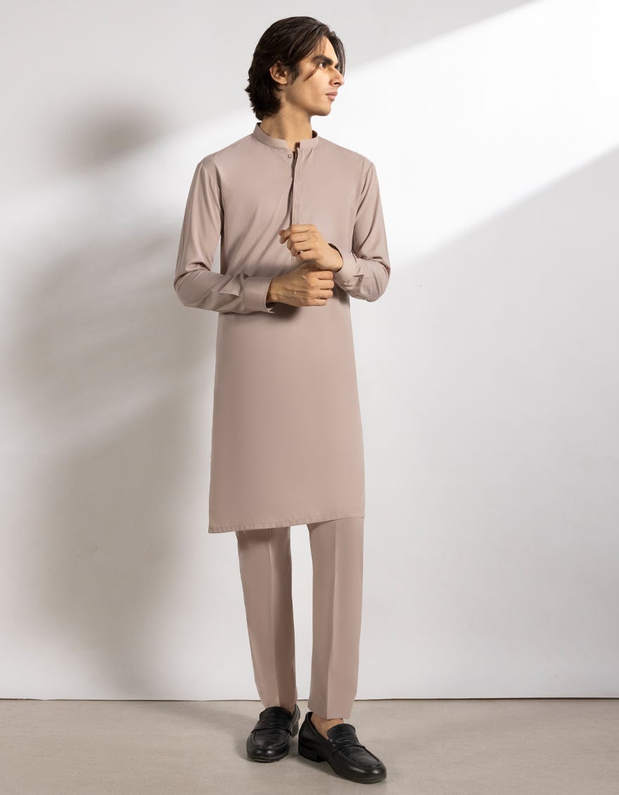 TEA PINK BLENDED KURTA TROUSERS