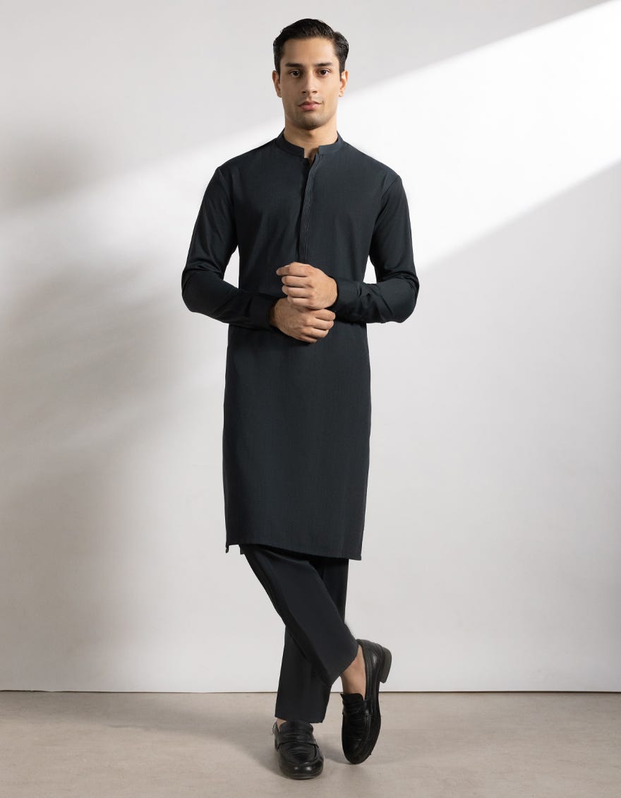 DARK GREEN BLENDED KURTA TROUSERS