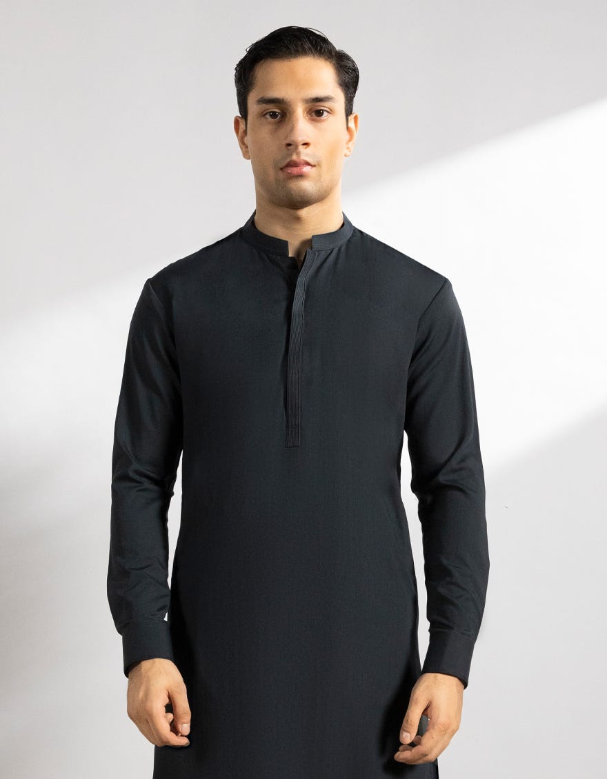 DARK GREEN BLENDED KAMEEZ SHALWAR