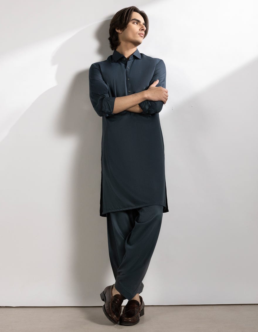 DEEP GREEN BLENDED KAMEEZ SHALWAR