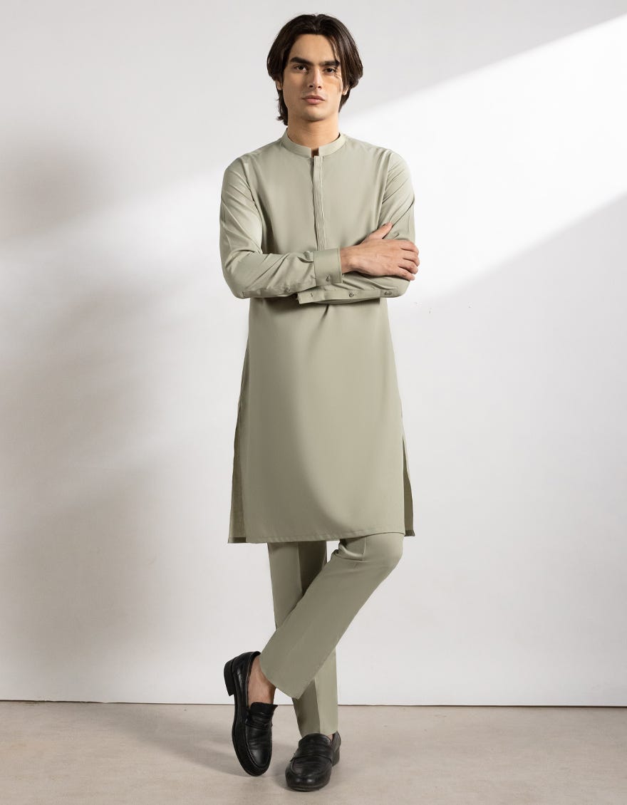 JADE GREEN BLENDED KURTA TROUSERS