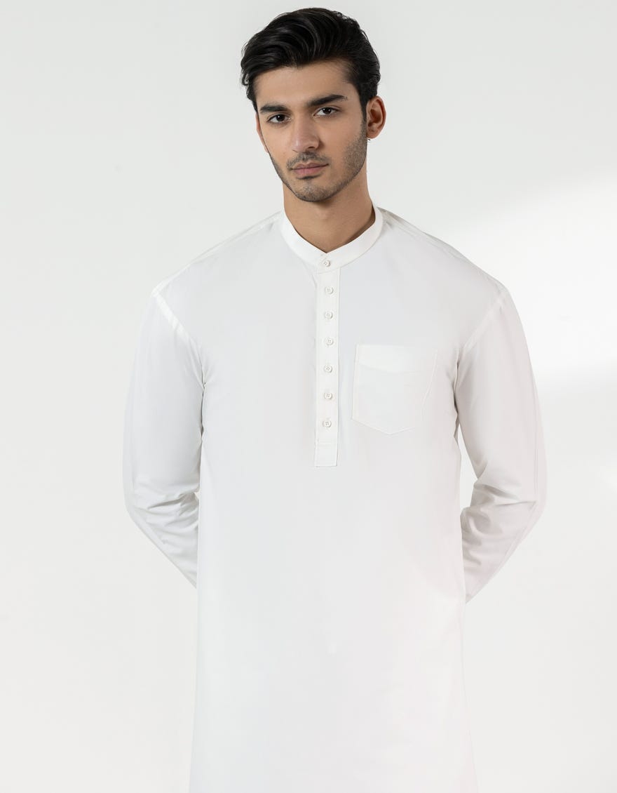 OFF WHITE BLENDED CASUAL KAMEEZ SHALWAR
