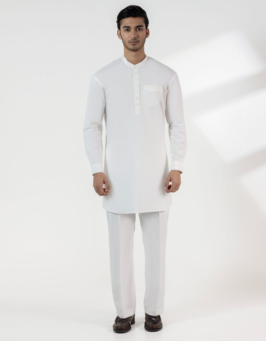 OFF WHITE BLENDED CASUAL KAMEEZ SHALWAR