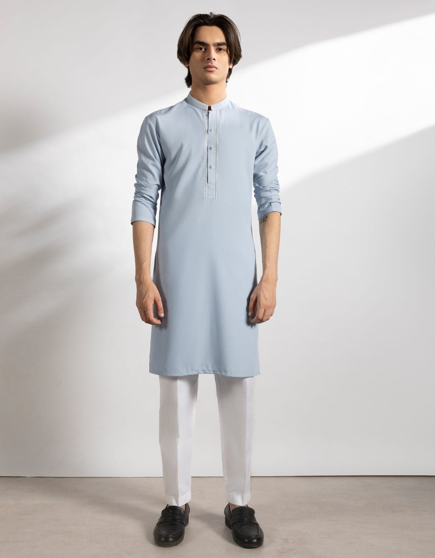 SKY BLUE BLENDED KURTA
