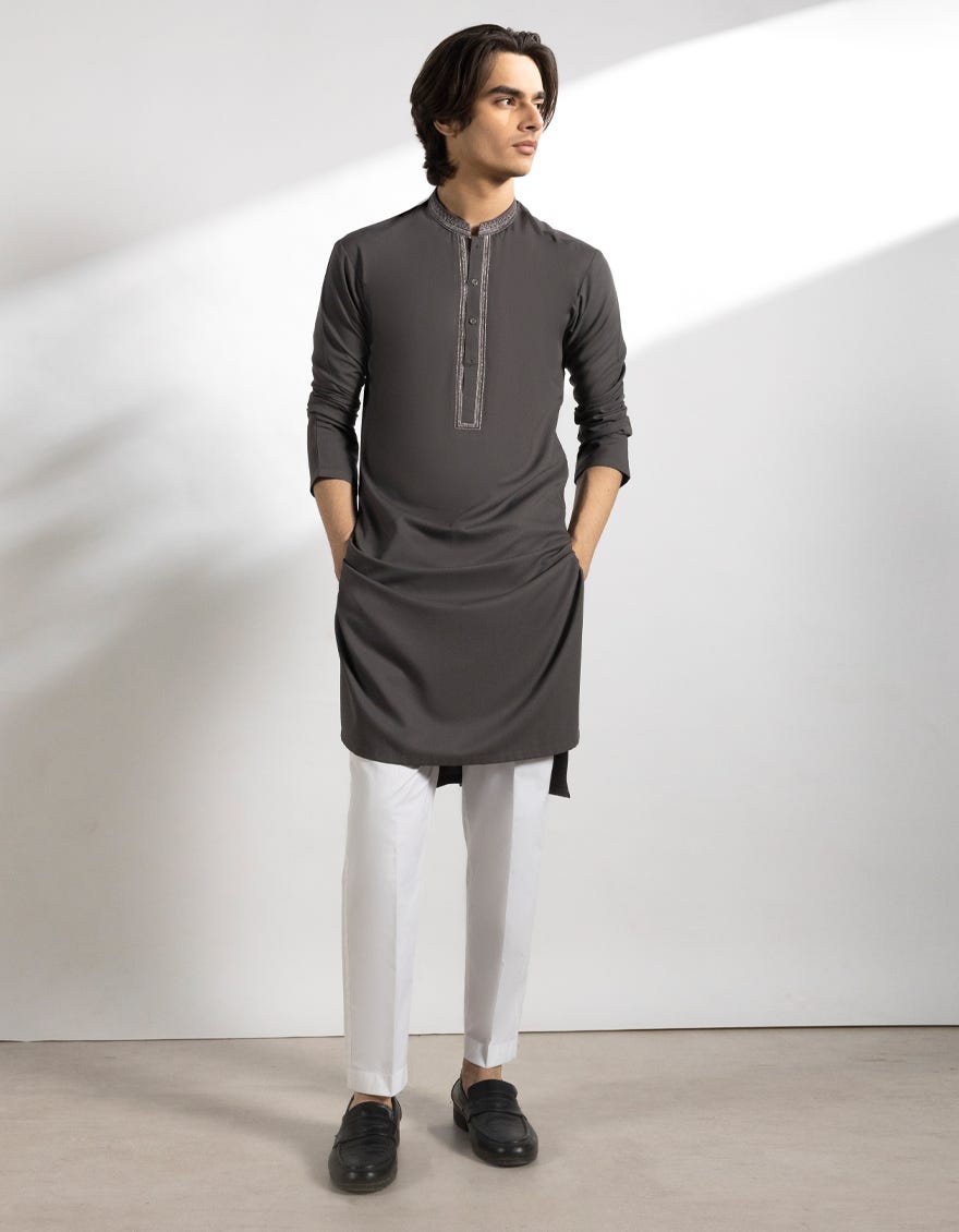 GREY BLENDED KURTA