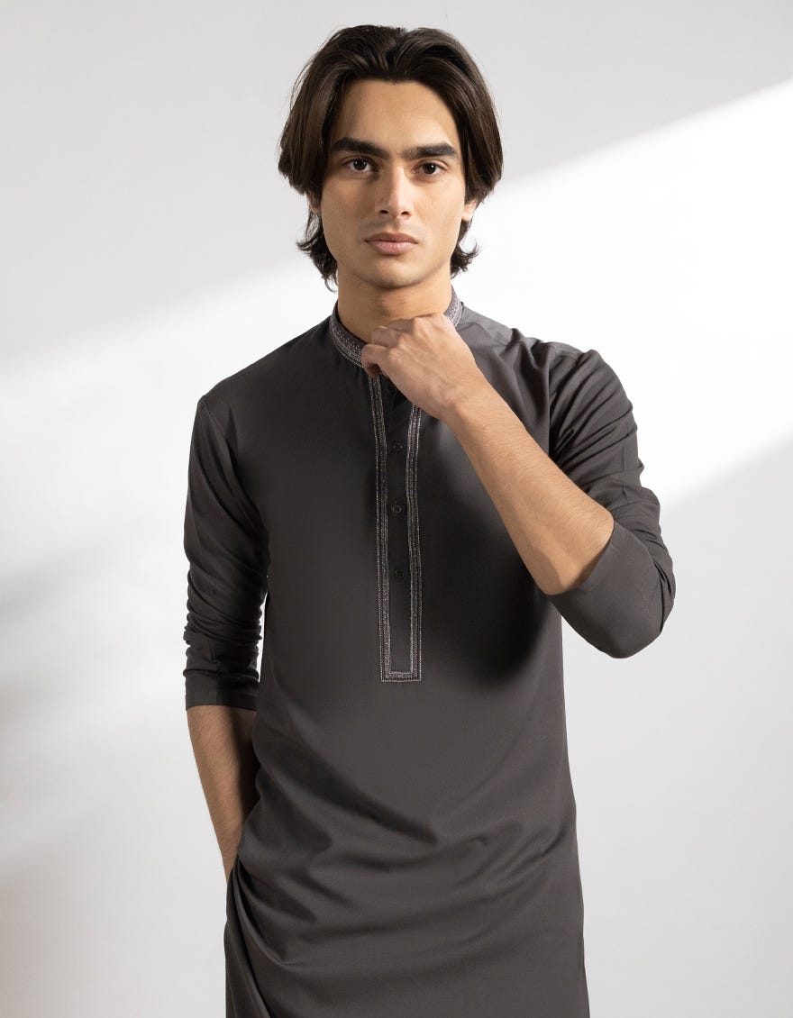 GREY BLENDED KURTA
