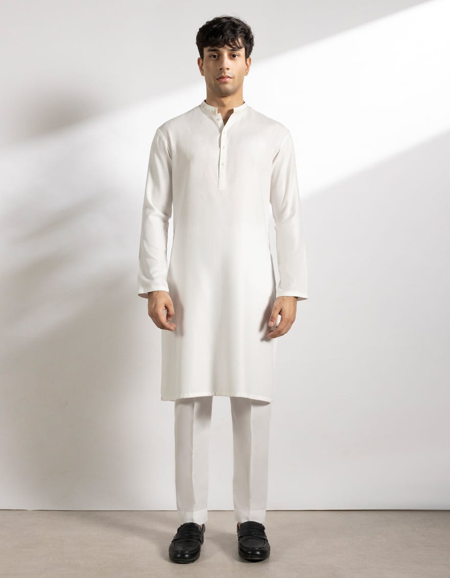 OFF WHITE BLENDED KURTA
