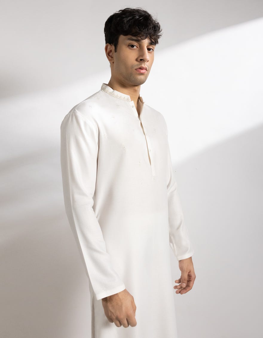 OFF WHITE BLENDED KURTA