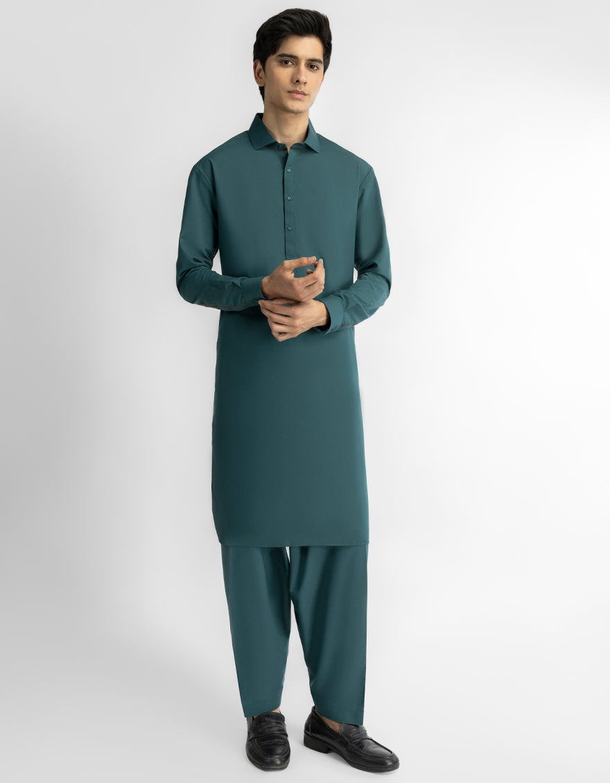 GREEN PLAIN KAMEEZ SHALWAR