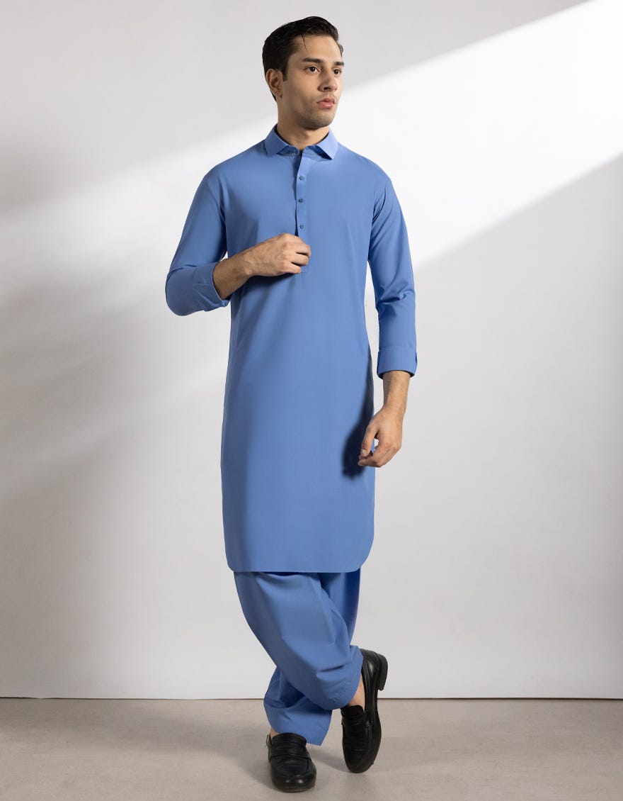 SKY BLUE BLENDED KAMEEZ SHALWAR
