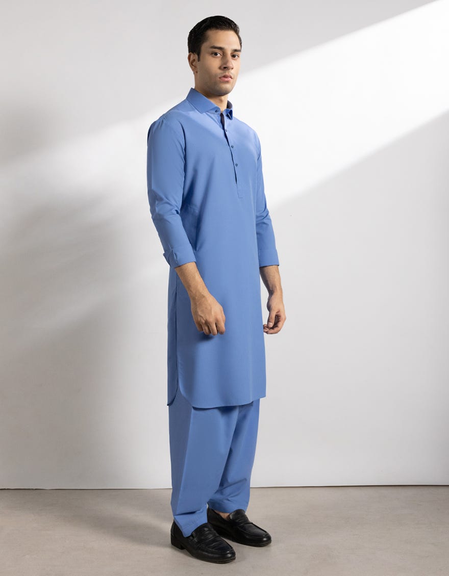 SKY BLUE BLENDED KAMEEZ SHALWAR