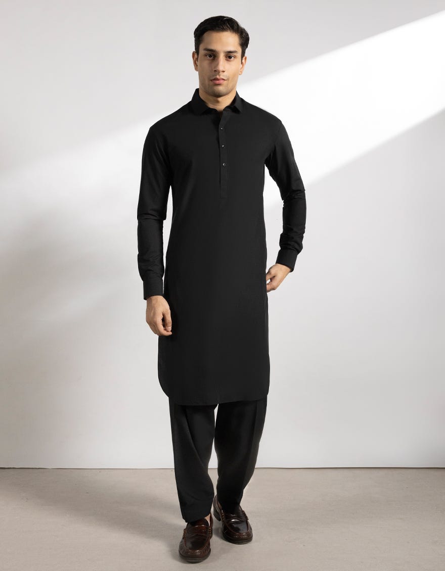 BLACK BLENDED KAMEEZ SHALWAR
