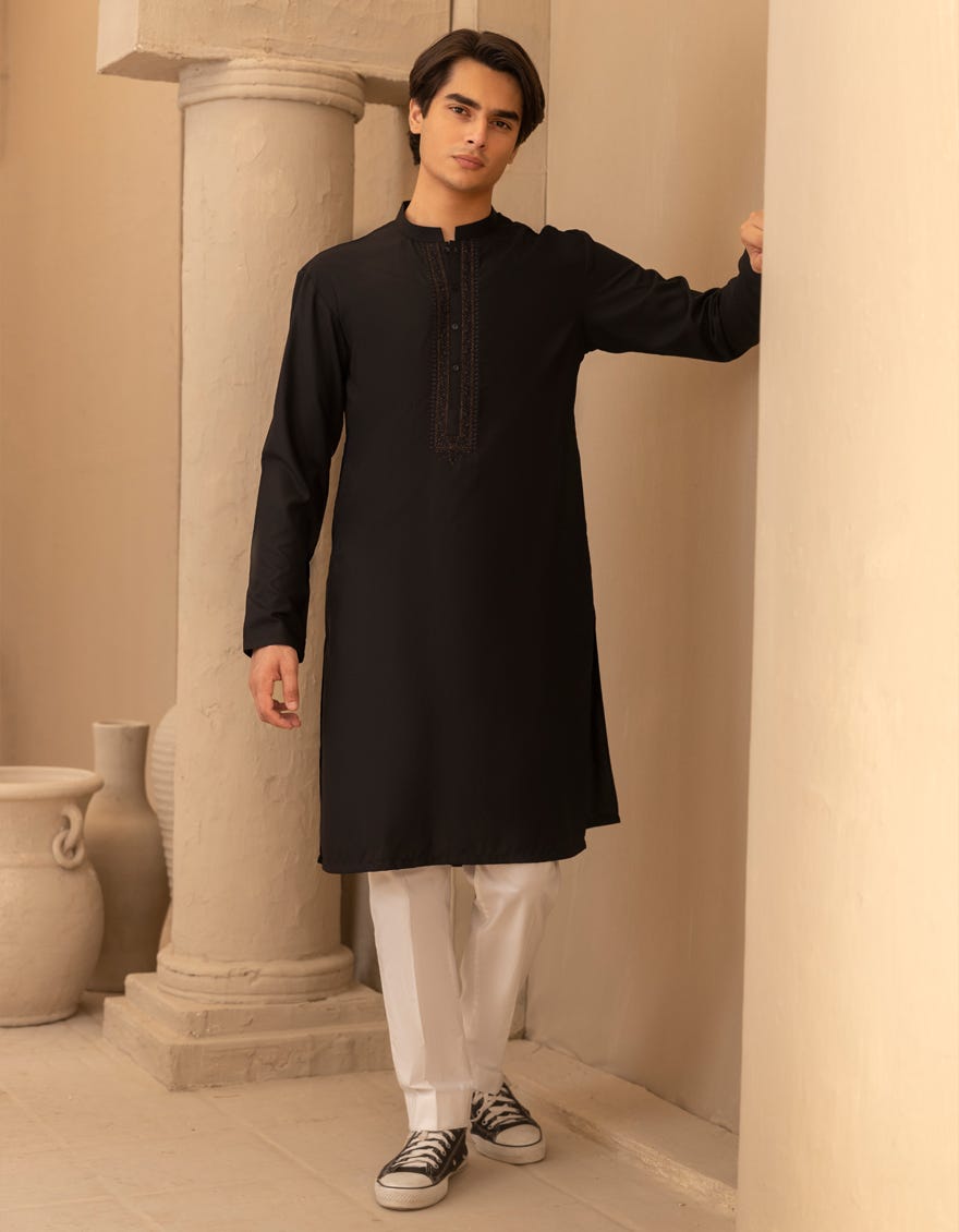 BLACK SEMI-FORMAL KURTA