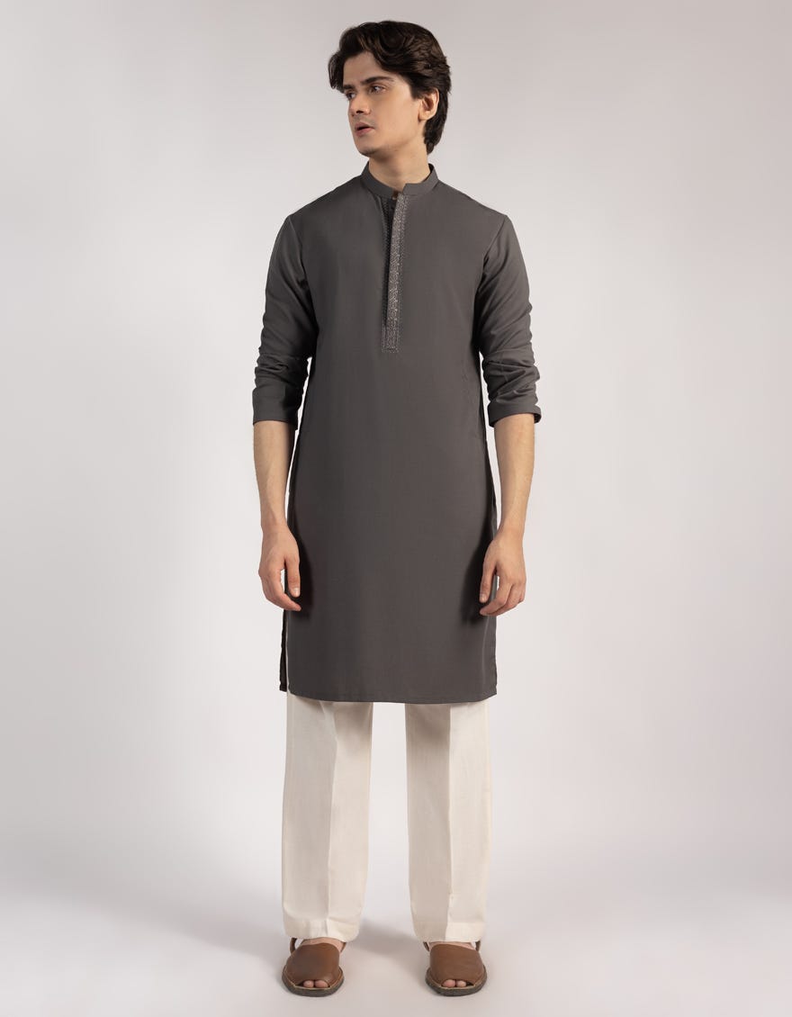 GREY SEMI-FORMAL KURTA
