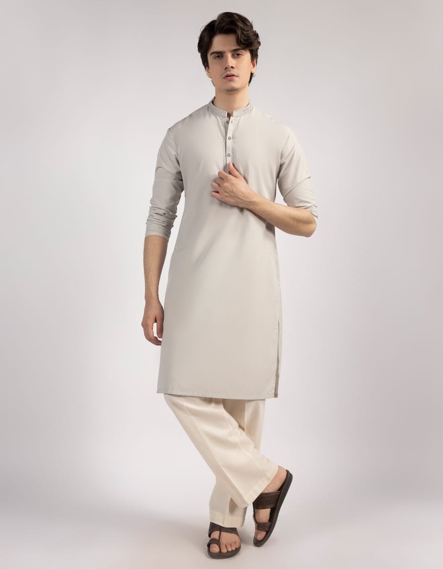 SMOKE GREY BLENDED KURTA