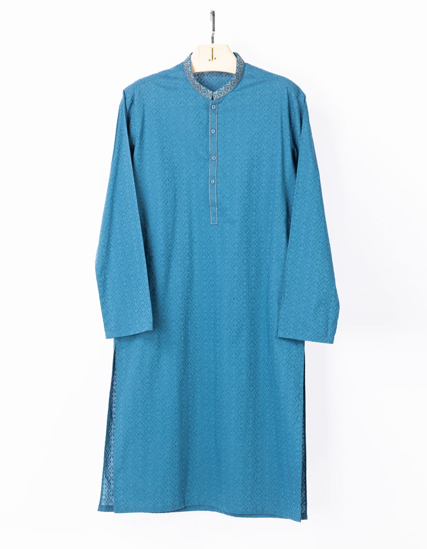 TEAL COTTON SEMI-FORMAL KURTA