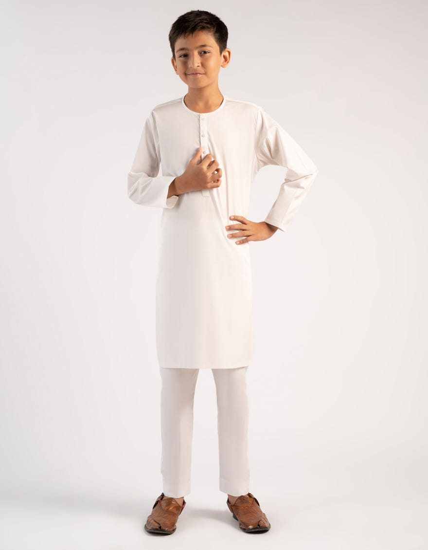 OFF WHITE COTTON PLAIN KURTA