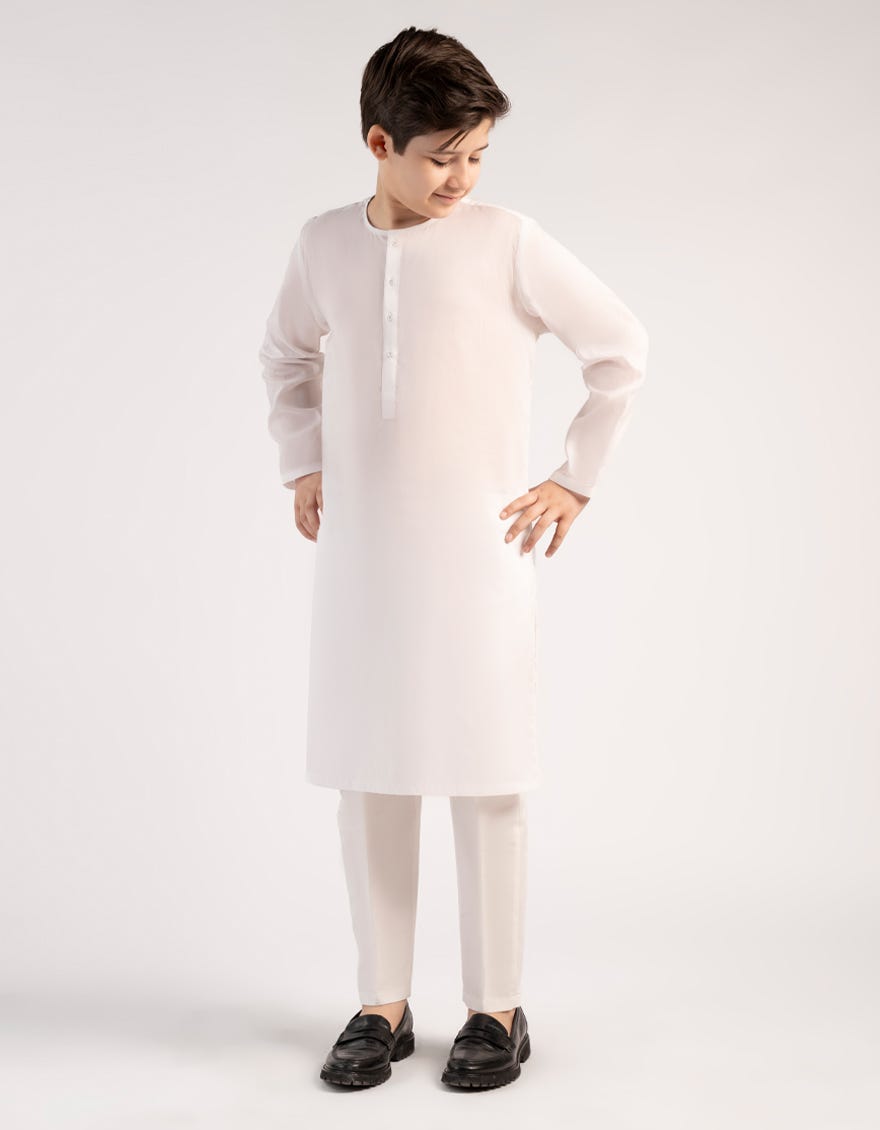 WHITE COTTON PLAIN KURTA