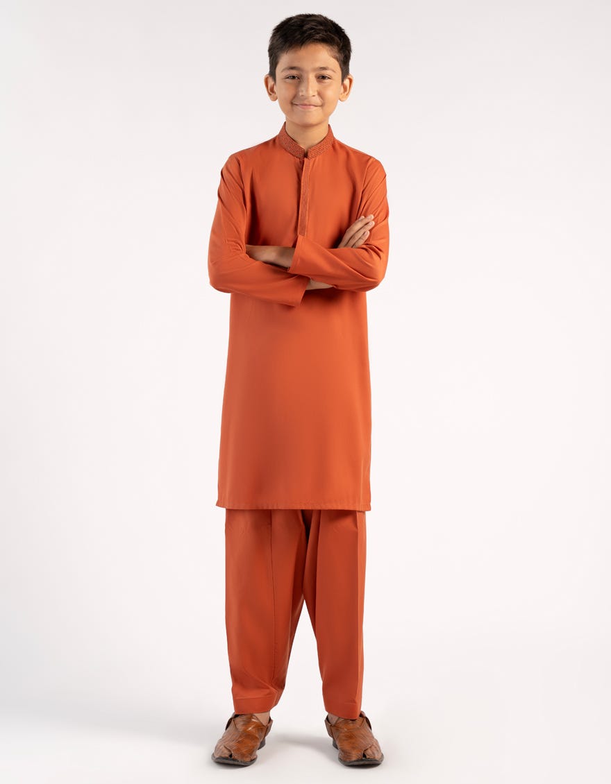 ORANGE SEMI-FORMAL KAMEEZ SHALWAR