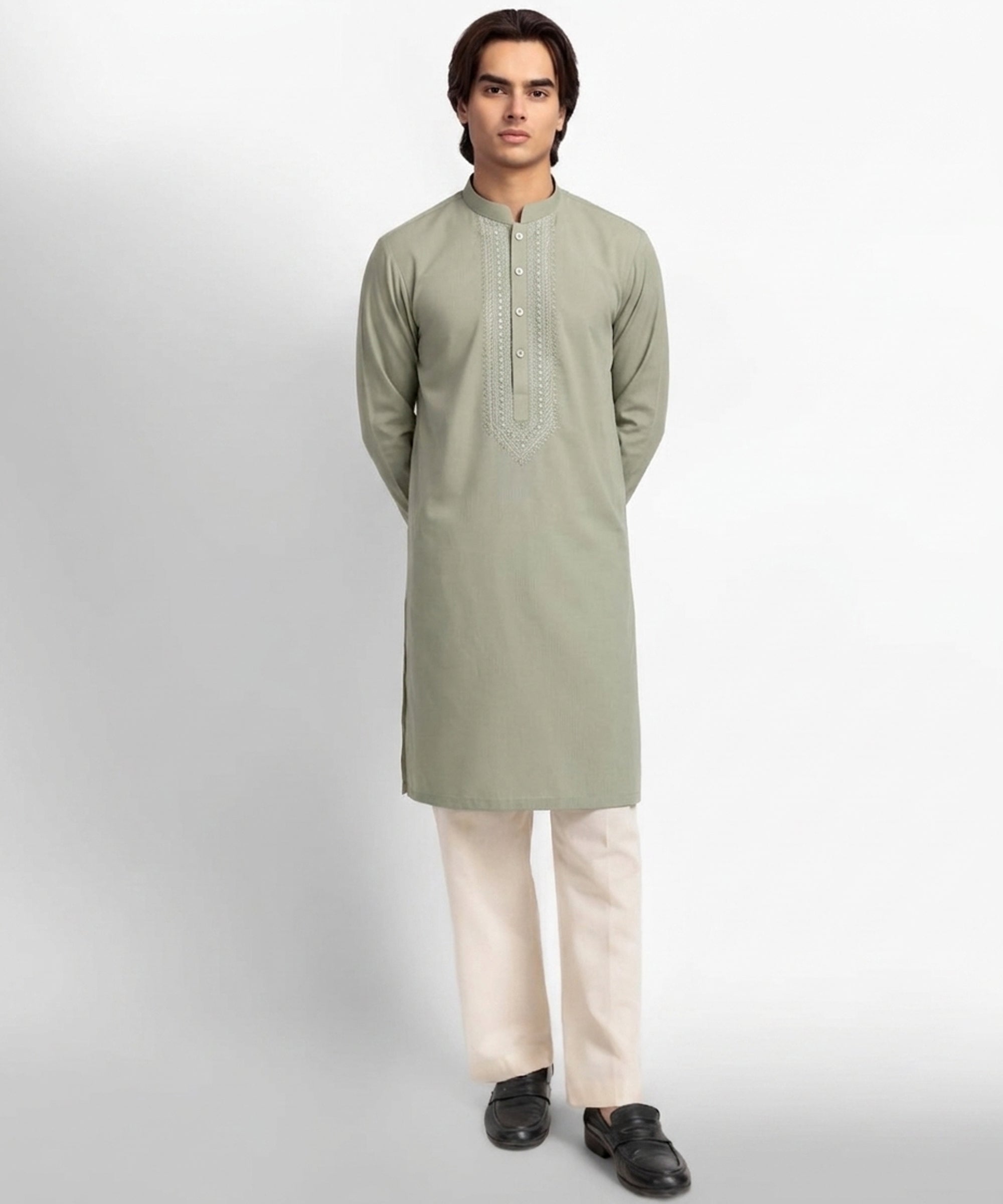 CEMENT GREEN KURTA