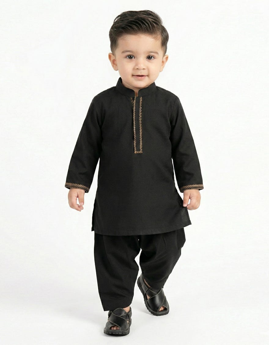 BLACK SEMI-FORMAL KAMEEZ SHALWAR