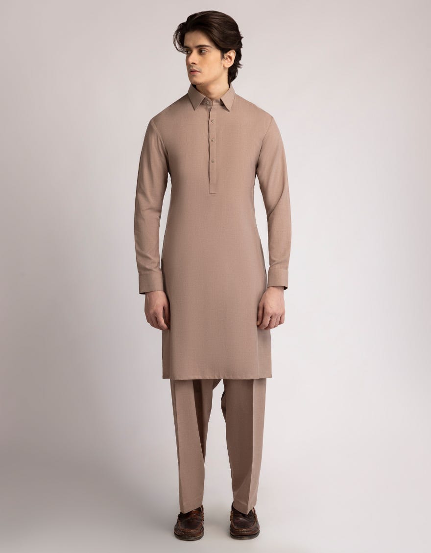 RUST BROWN BLENDED PLAIN KAMEEZ SHALWAR