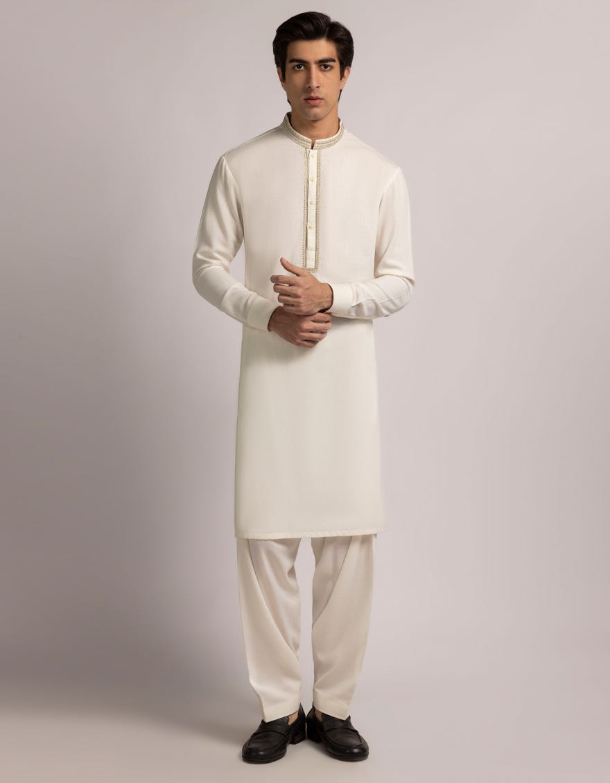 OFF WHITE FORMAL KAMEEZ SHALWAR
