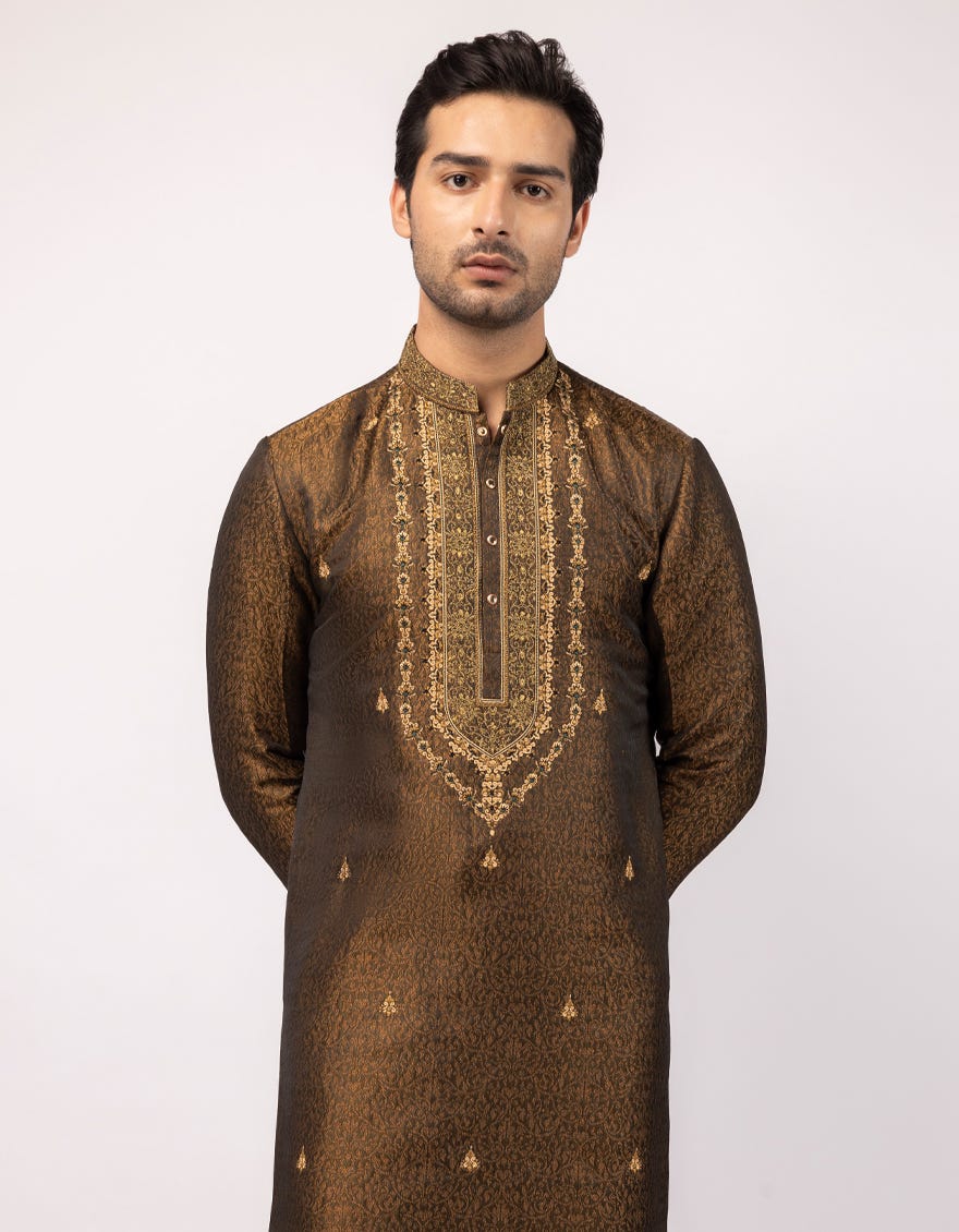 GOLDEN GREEN FORMAL KURTA