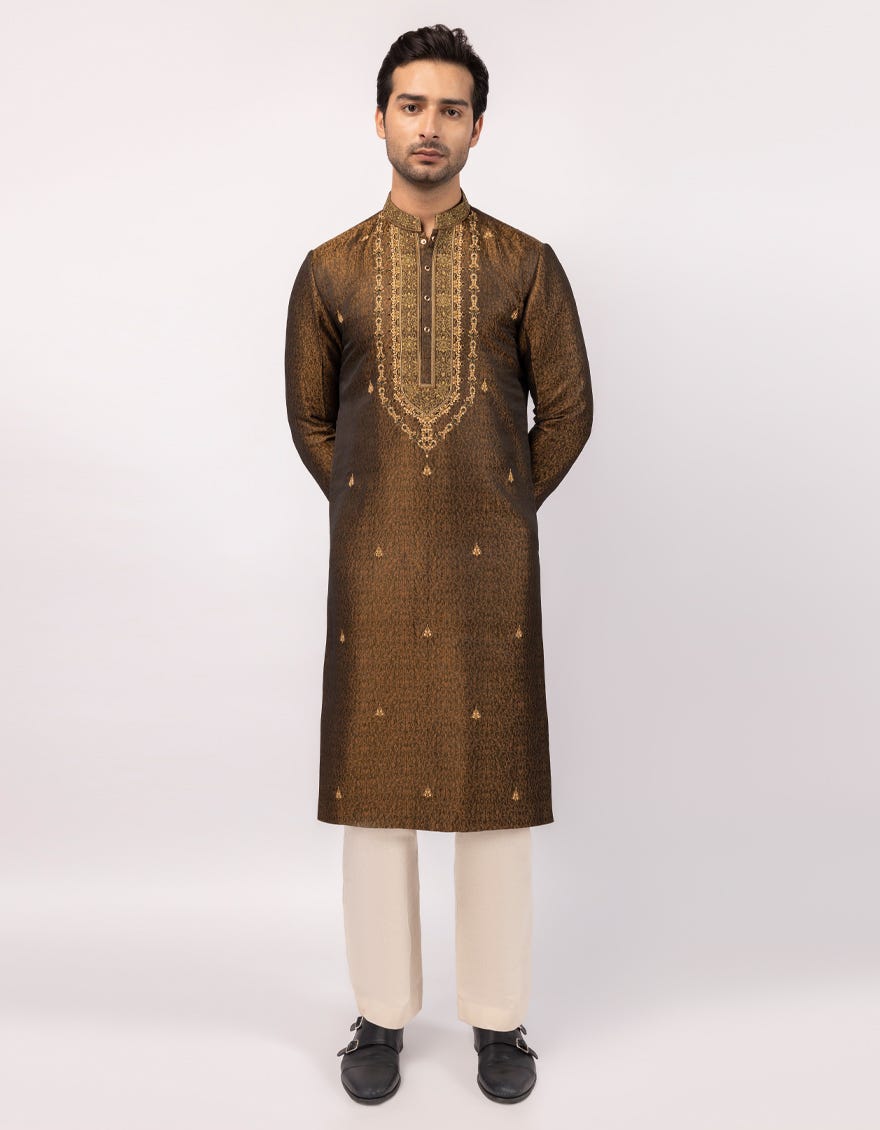 GOLDEN GREEN FORMAL KURTA