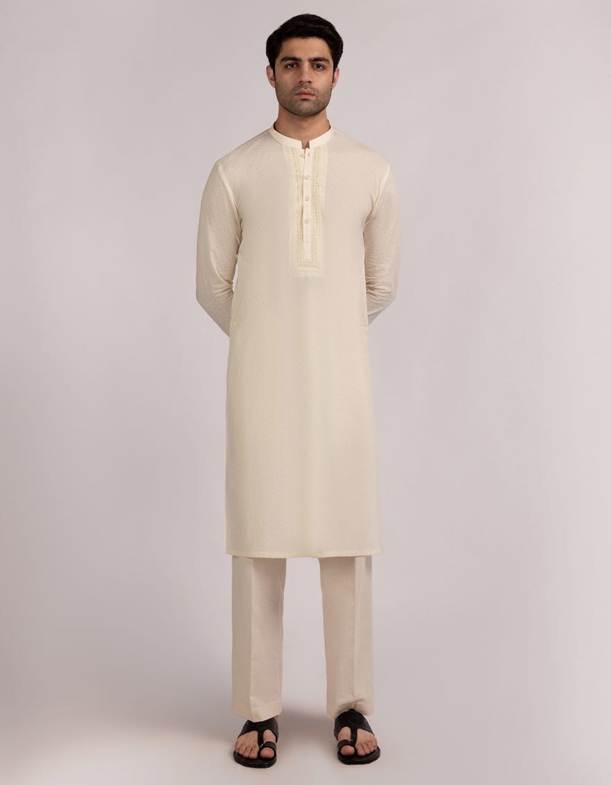 CREAM COTTON FORMAL KURTA
