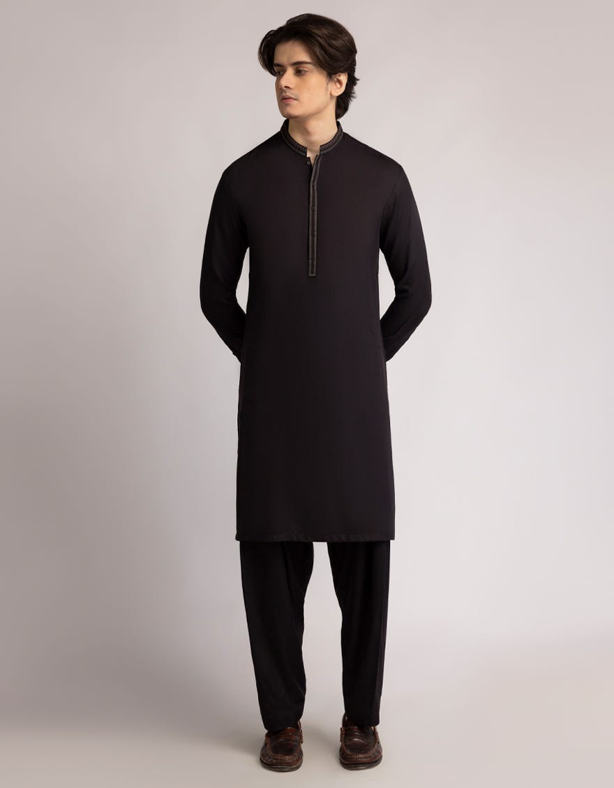 BLACK SEMI FORMAL KAMEEZ SHALWAR