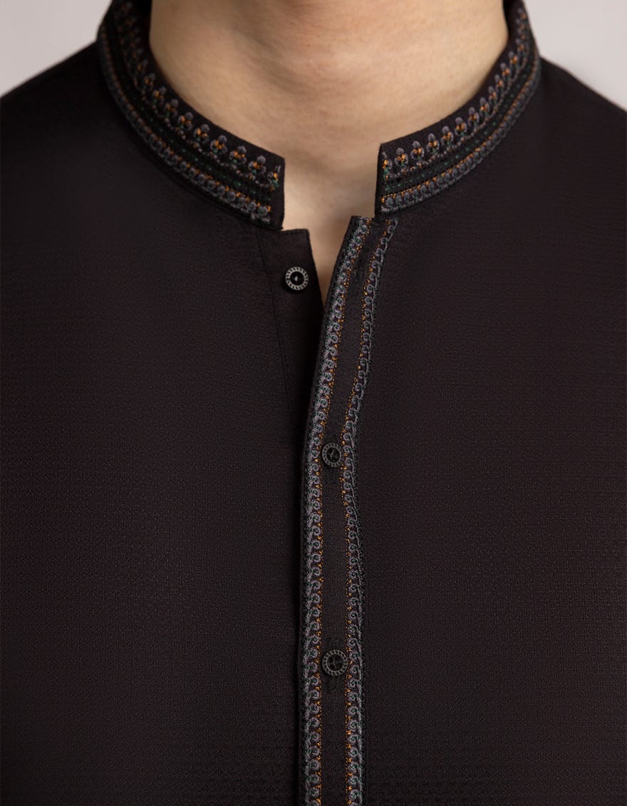 BLACK SEMI FORMAL KAMEEZ SHALWAR