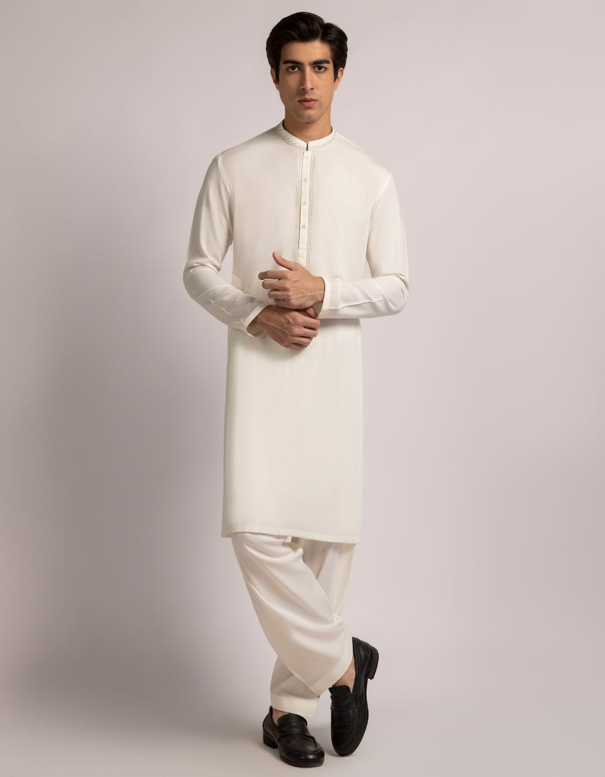 OFF WHITE FORMAL KAMEEZ SHALWAR
