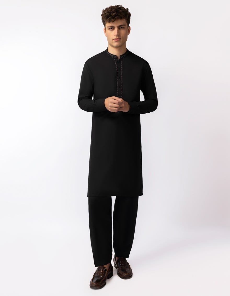 BLACK BLENDED SEMI-FORMAL KAMEEZ SHALWAR