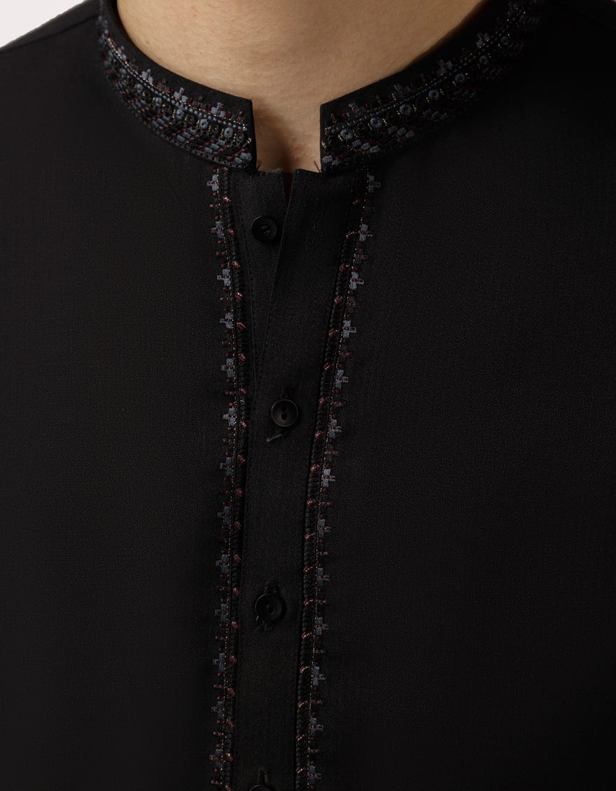 BLACK BLENDED SEMI-FORMAL KAMEEZ SHALWAR