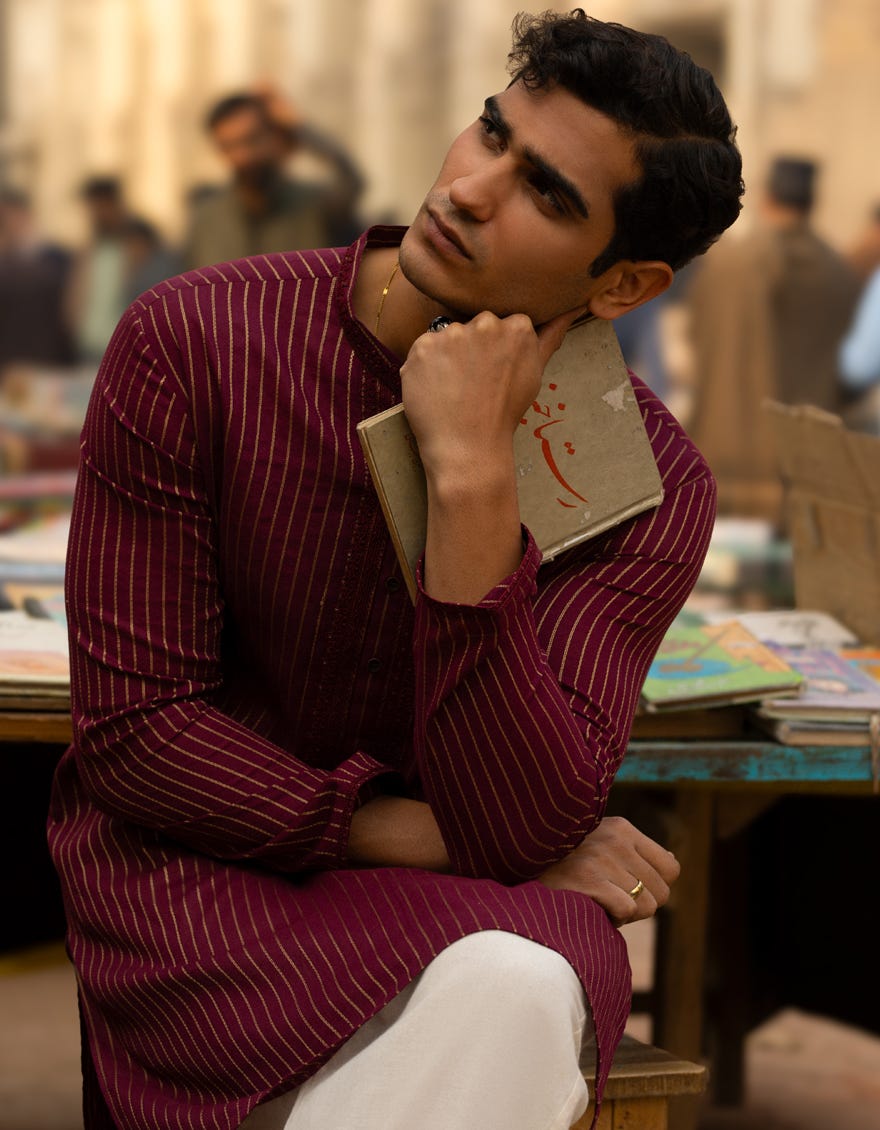 MAROON COTTON FORMAL SHORT KURTA