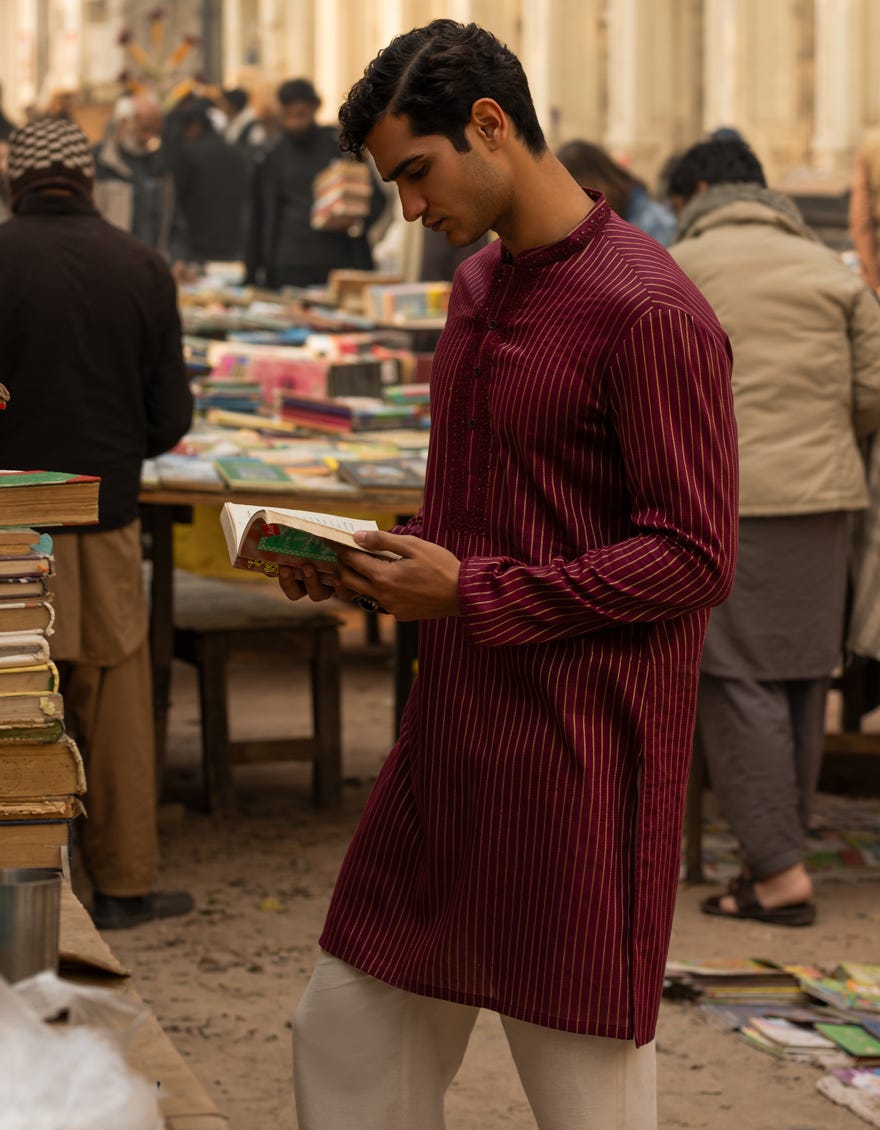 MAROON COTTON FORMAL SHORT KURTA