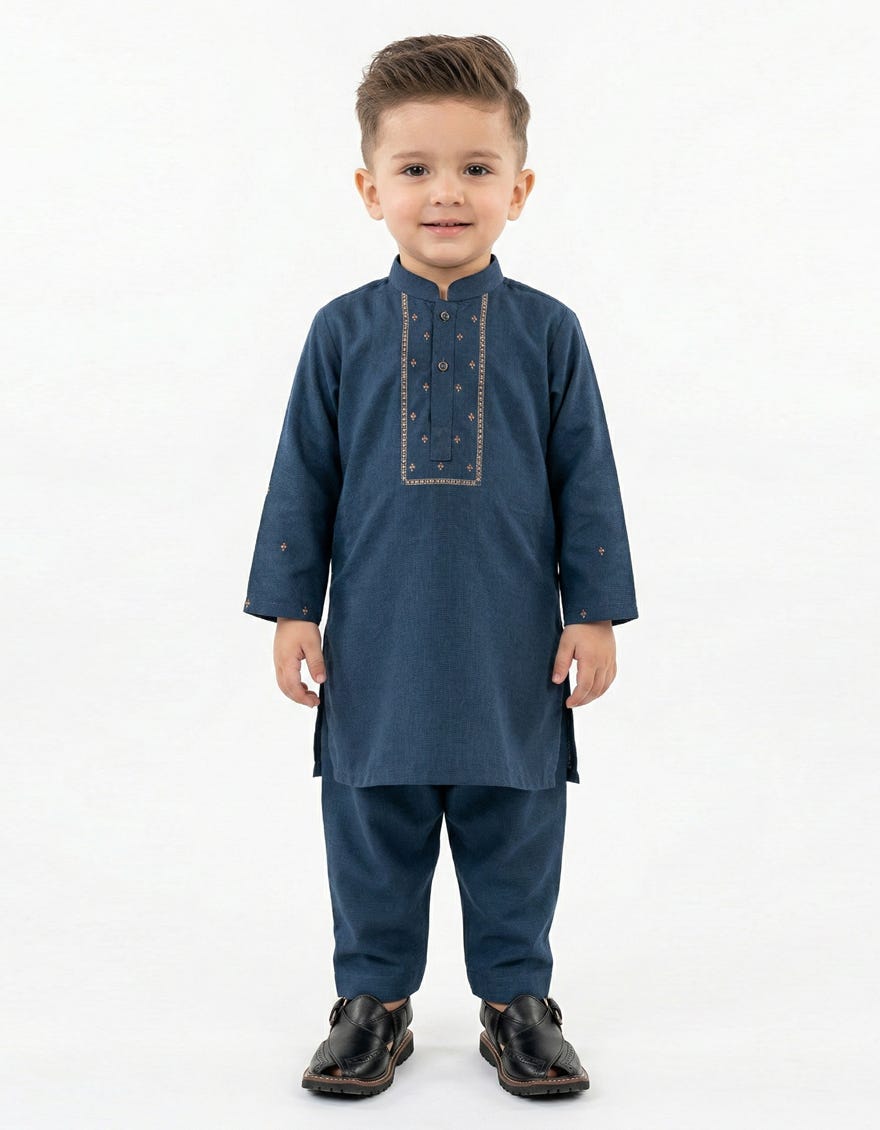 BLUE SEMI-FORMAL KAMEEZ SHALWAR