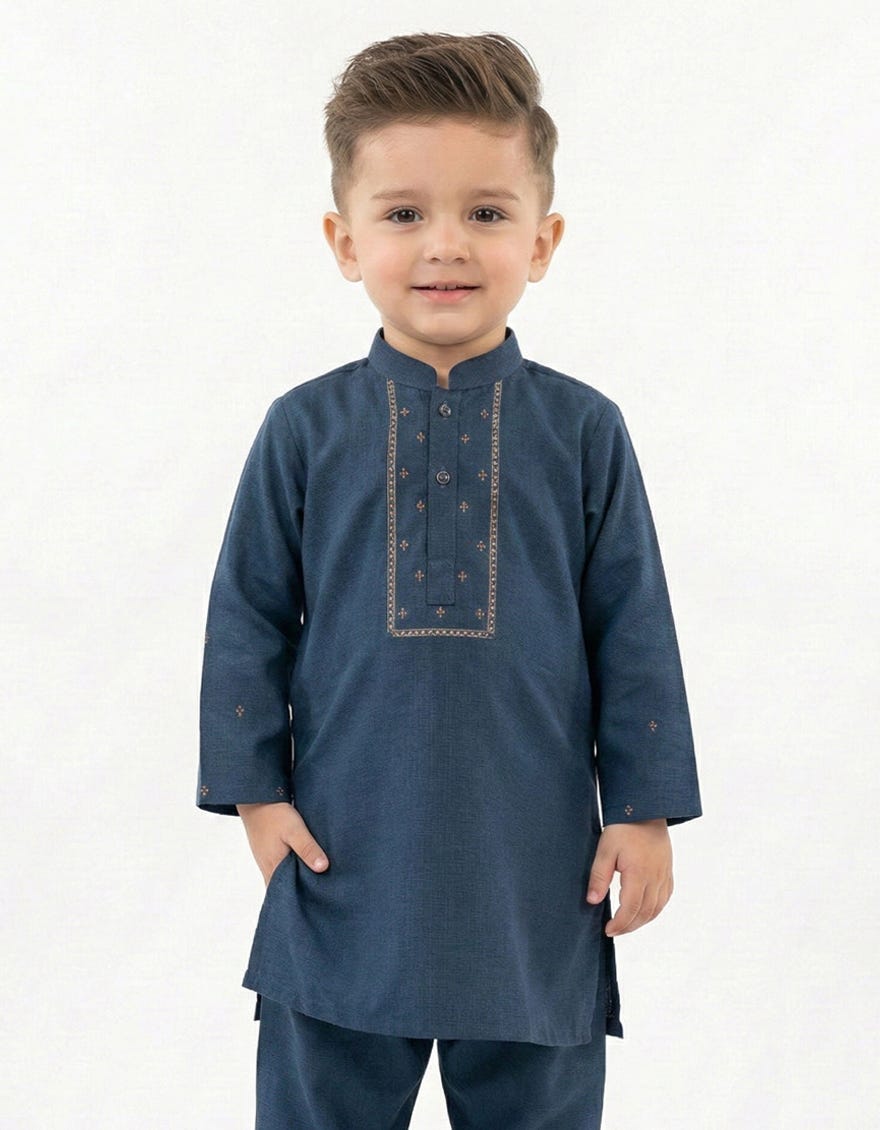 BLUE SEMI-FORMAL KAMEEZ SHALWAR
