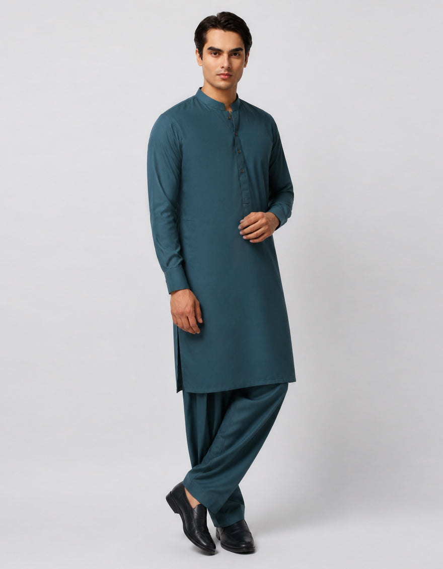 TEAL PLAIN KAMEEZ SHALWAR