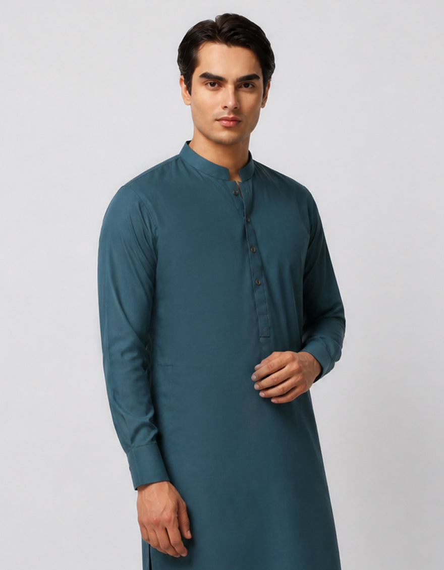 TEAL PLAIN KAMEEZ SHALWAR