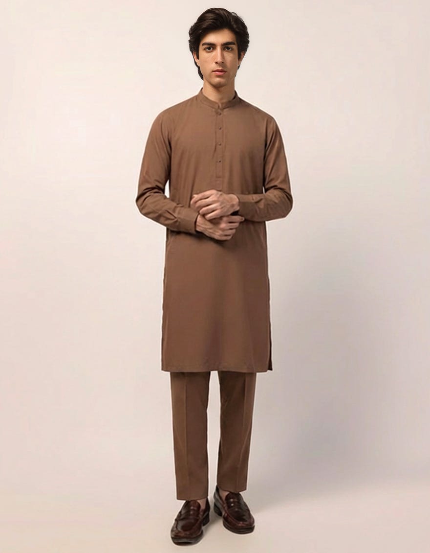 LIGHT BROWN CASUAL KURTA TROUSERS