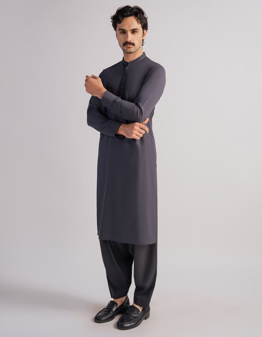 DARK GREY FORMAL KAMEEZ SHALWAR