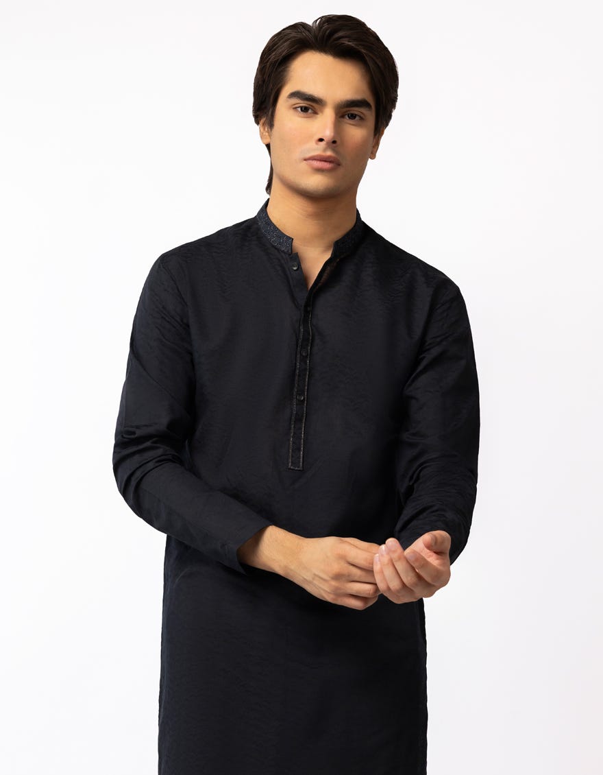 CHARCOAL COTTON CASUAL KURTA