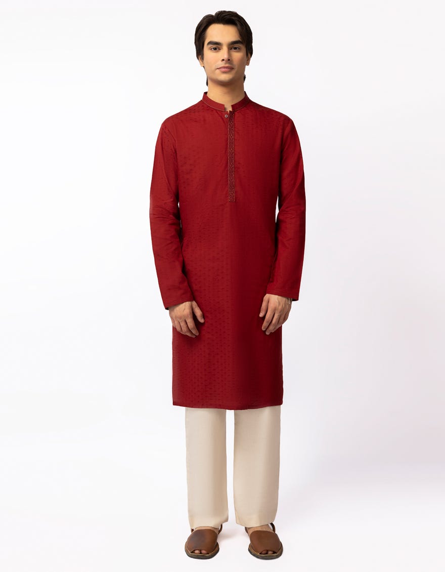 RED SEMI-FORMAL KURTA
