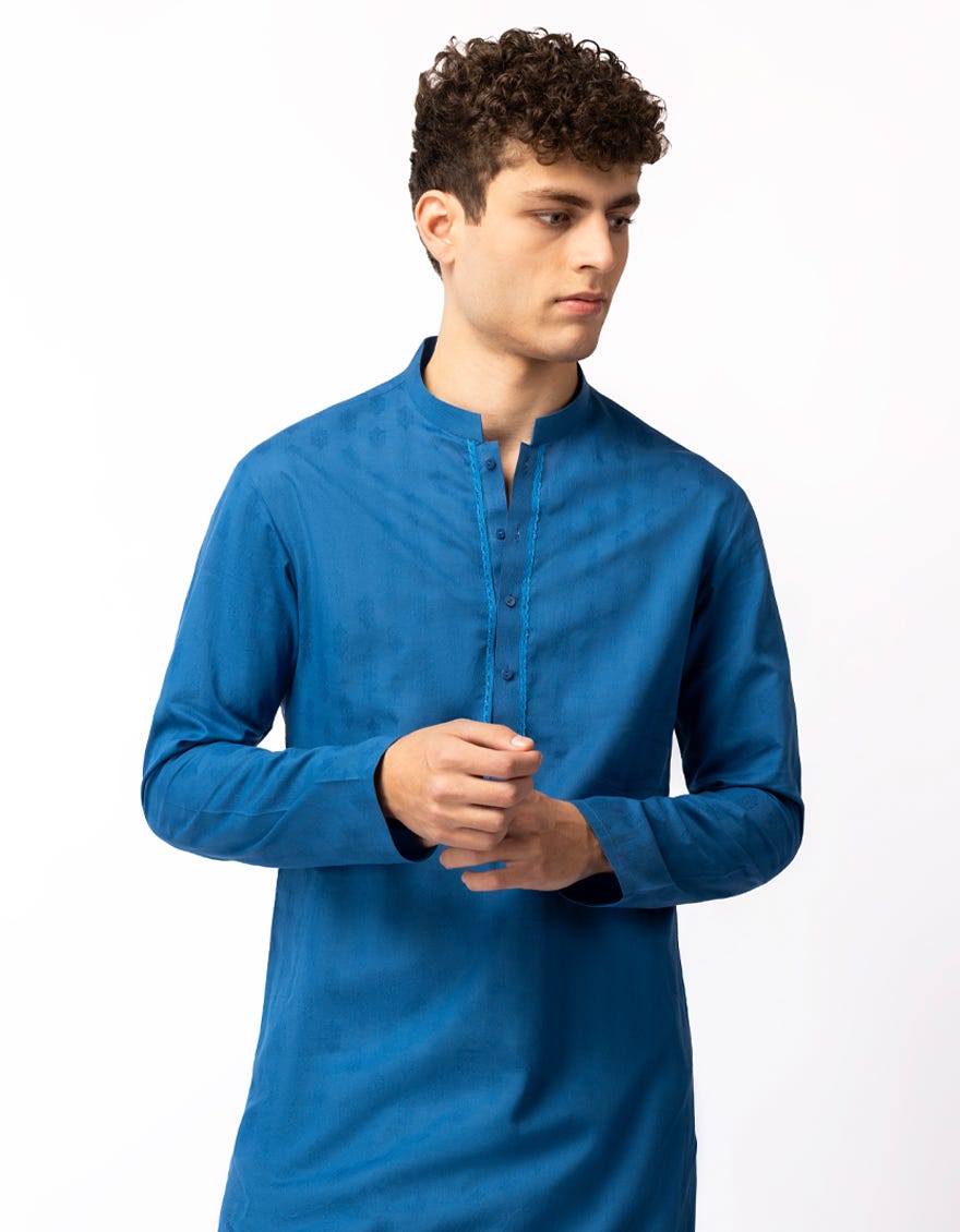 BLUE COTTON FORMAL KURTA