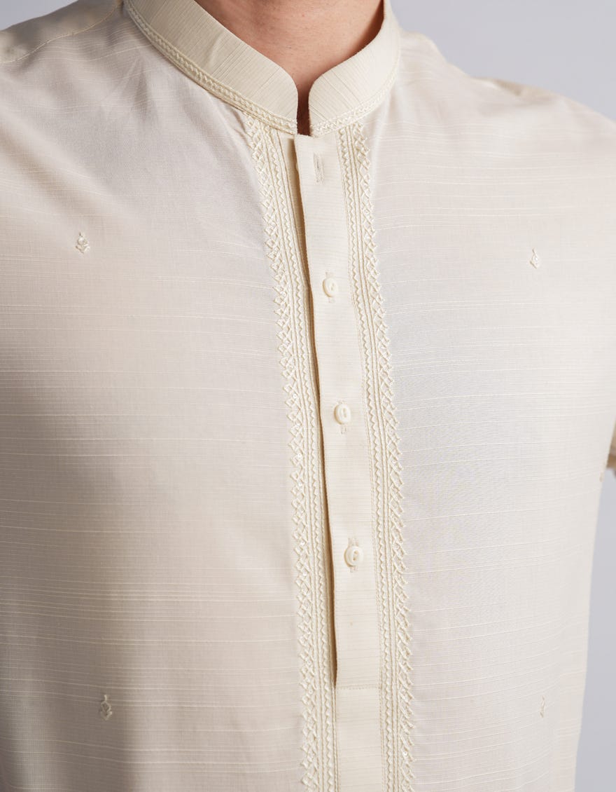 CREAM COTTON FORMAL KURTA TROUSERS
