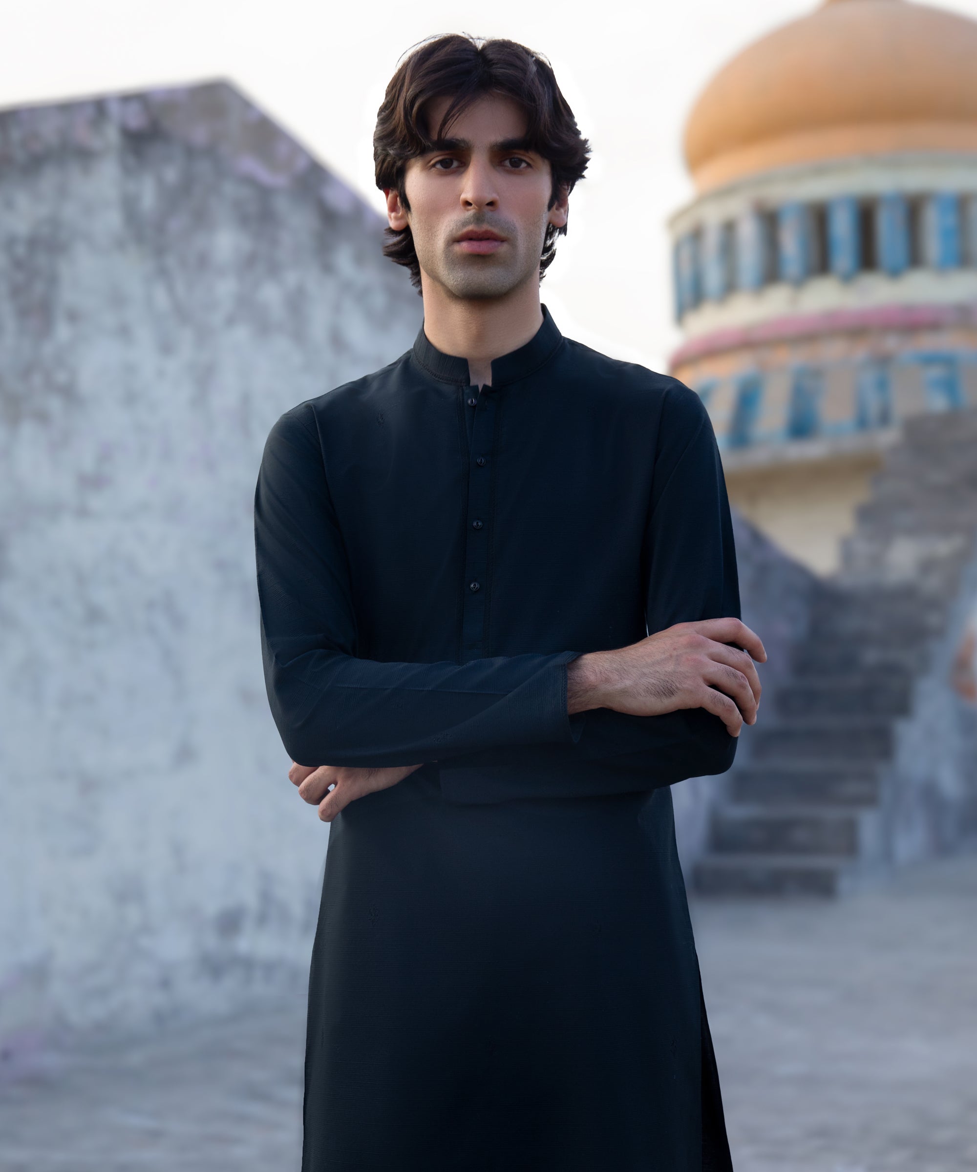 BLACK COTTON FORMAL KURTA TROUSERS